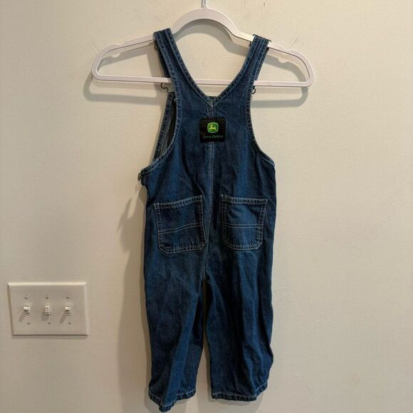 John Deere Unisex Blue Overall 2T Denim Bib Wide Leg Pockets Buckle Straps - Picture 4 of 8